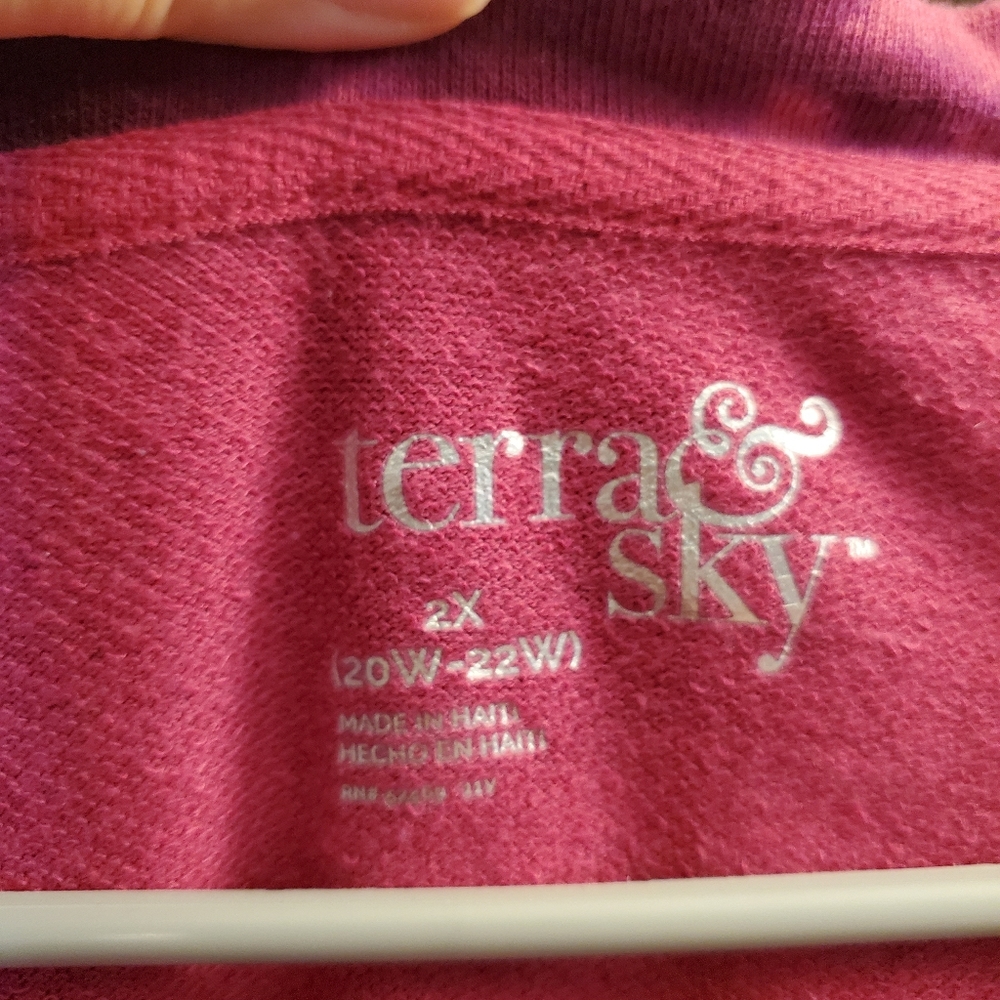Terra & Sky pink and Purple Marble Plus Size Sweatshirt Pullover - Picture 2 of 5